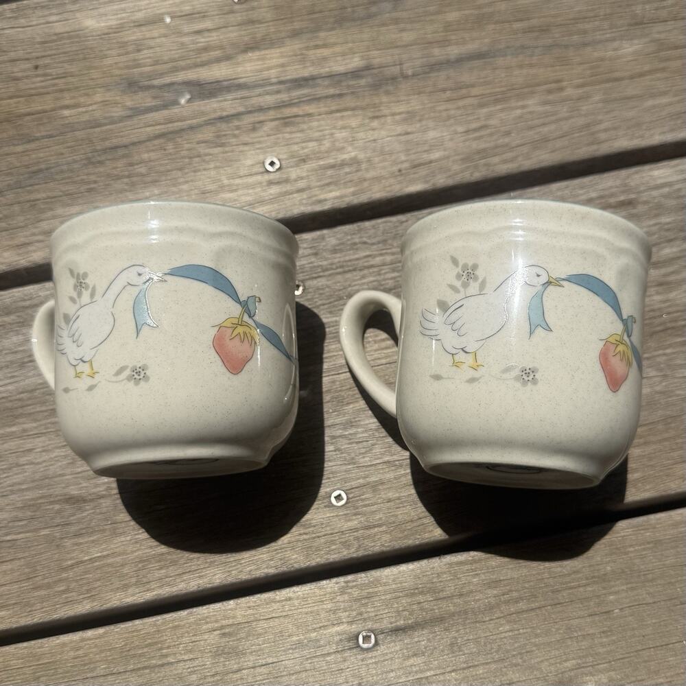 International China Stoneware Marmalade Goose Coffee Tea Cup Vintage 2pc Set
